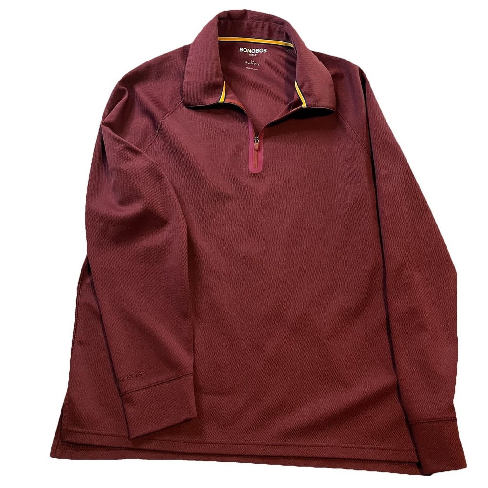 Bonobos Golf Polo Shirt Men M Medium Slim Fit Burgundy Maroon NWOT 1/4 zip
